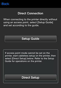 Direct Connection screen
