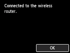 Completion screen (Connected to the wireless router.)