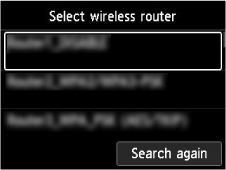 Schermata Selezione del router wireless