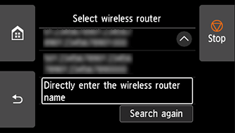 Bildschirm „Wireless Router auswählen“: „Wireless Router-Name direkt eingeben“ auswählen