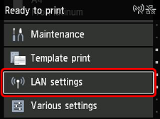 HOME screen: Select LAN settings