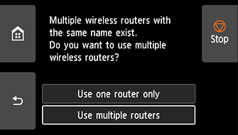 Pantalla Seleccionar router inalámbrico: seleccionar Usar varios routers