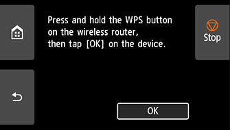 Экран «WPS (способ нажатия кнопки)»: выберите «ОК»