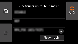 Écran Sélectionner un routeur sans fil