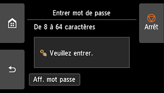 Écran Entrer mot de passe