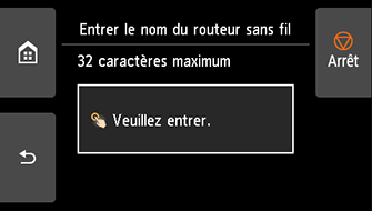 Écran Entrer le nom du routeur sans fil