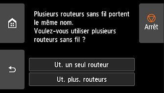 Écran Sélectionner un routeur sans fil : Plusieurs routeurs sans fil portent le même nom.