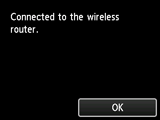 Completion screen (Connected to the wireless router.)