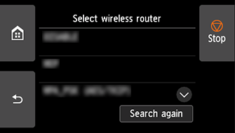 Select wireless router screen