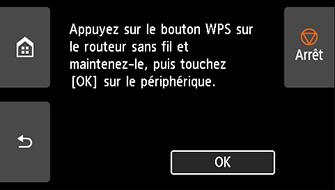 Écran WPS (Bouton pouss.)&nbsp;: sélectionnez OK