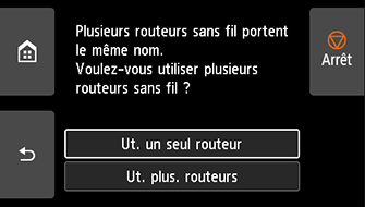 Écran Sélectionner un routeur sans fil : sélectionnez Ut. un seul routeur