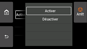 Écran Réseau câblé&nbsp;: sélectionnez Activer