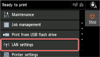 HOME screen: Select LAN settings