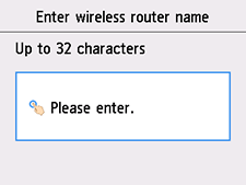 Enter wireless router name screen