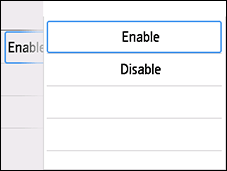 Pantalla LAN cableada: seleccionar Activar