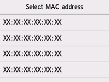 Pantalla Seleccionar dirección MAC