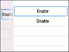 Wired LAN screen: Select Enable