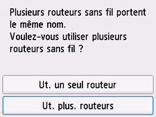 Écran Sélectionner un routeur sans fil&nbsp;: sélectionnez Ut. plus. routeurs