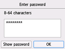 Password confirmation screen