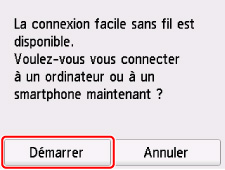 Écran Connexion facile sans fil : sélectionnez OK