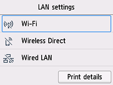 Écran Paramètres réseau : sélectionnez Wi-Fi