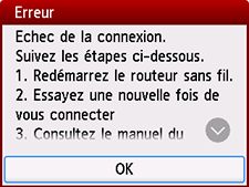 Écran Erreur&nbsp;: Echec de la connexion.