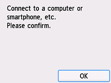 Easy wireless connect screen: Select OK
