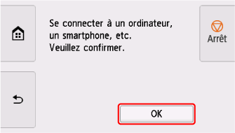 Écran Connexion facile sans fil : sélectionnez OK