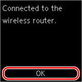 Completion screen (Connected to the wireless router.)