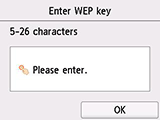 WEP key entry screen