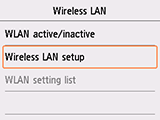 Pantalla LAN inalámbrica: Seleccione Configurac. LAN inalámbrica
