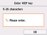 Tela Entrada da chave WEP