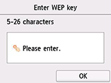 Obrazovka zadania kľúča WEP