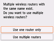 Bildschirm „Wireless Router auswählen”: „Nur einen Router verw.” auswählen