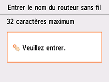 Écran Entrer le nom du routeur sans fil