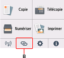 Écran ACCUEIL&nbsp;: sélectionnez Connexion sans fil