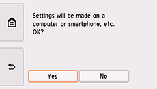Bildschirm "Einfache Drahtlos-Verb.": Die Einstellungen werden auf einem Computer oder Smartphone usw. vorgenommen.