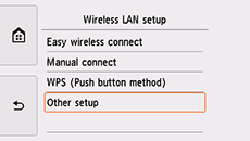Pantalla Configurac. LAN inalámbrica: Seleccionar Otra configuración