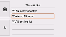 LAN-asetukset-näyttö: Valitse WLAN-asetukset