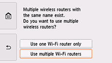 Layar pilihan perute nirkabel: Pilih Gunakn bbrp perute Wi-Fi