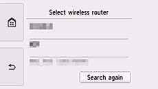 Schermata di selezione del router wireless