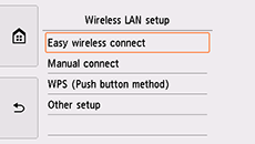 Ecranul Configurare Wireless LAN: Selectare Conectare wireless simplă