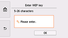 Экран «Ввод ключа WEP»