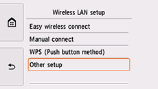 Kablosuz LAN ayarları ekranı: Diğer ayarlar öğesini seçin