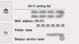 Wi-Fi setting list screen