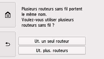 Écran Sélectionner un routeur sans fil : Plusieurs routeurs sans fil portent le même nom.