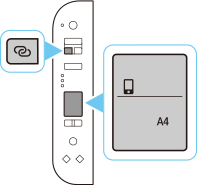 figur: Tryk på knappen Trådløs forbindelse, og hold den nede, så ikonet Direkte blinker