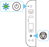 figure: The ON lamp flashes; press the Stop button