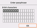 Bestätigungsbildschirm für die Passphrase