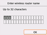 Wireless router name confirmation screen